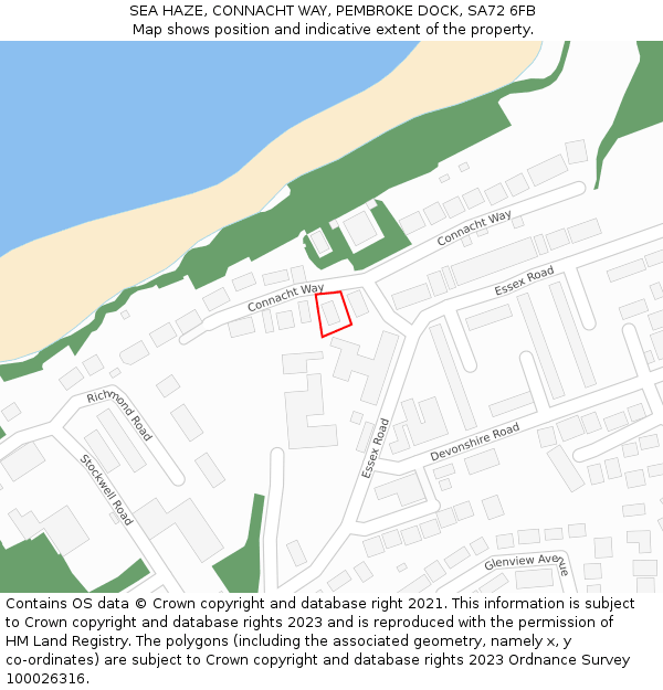 SEA HAZE, CONNACHT WAY, PEMBROKE DOCK, SA72 6FB: Location map and indicative extent of plot