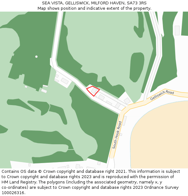 SEA VISTA, GELLISWICK, MILFORD HAVEN, SA73 3RS: Location map and indicative extent of plot