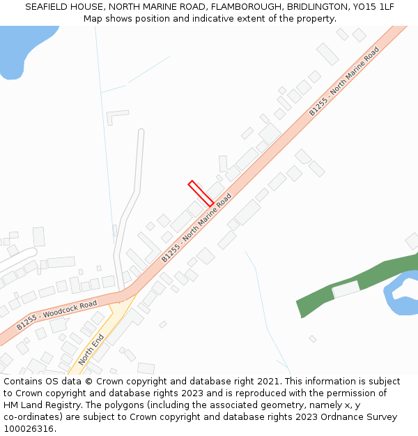 SEAFIELD HOUSE, NORTH MARINE ROAD, FLAMBOROUGH, BRIDLINGTON, YO15 1LF: Location map and indicative extent of plot