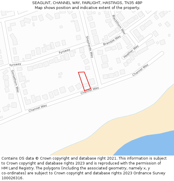 SEAGLINT, CHANNEL WAY, FAIRLIGHT, HASTINGS, TN35 4BP: Location map and indicative extent of plot