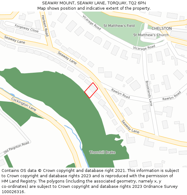 SEAWAY MOUNT, SEAWAY LANE, TORQUAY, TQ2 6PN: Location map and indicative extent of plot