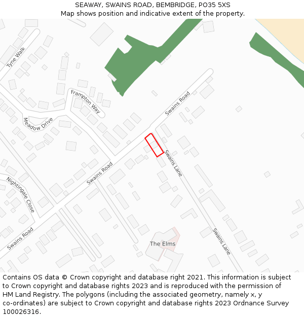 SEAWAY, SWAINS ROAD, BEMBRIDGE, PO35 5XS: Location map and indicative extent of plot