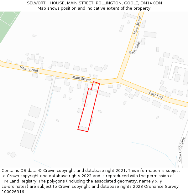 SELWORTH HOUSE, MAIN STREET, POLLINGTON, GOOLE, DN14 0DN: Location map and indicative extent of plot