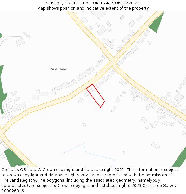 SENLAC, SOUTH ZEAL, OKEHAMPTON, EX20 2JL: Location map and indicative extent of plot