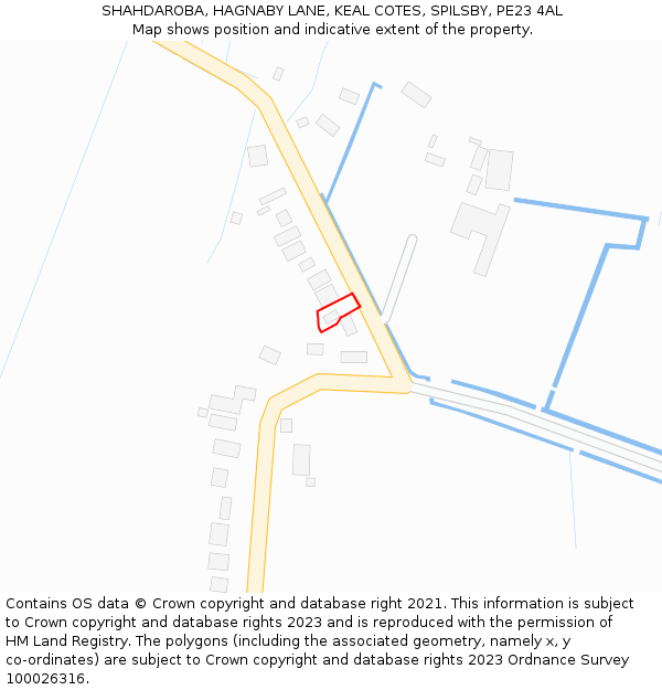 SHAHDAROBA, HAGNABY LANE, KEAL COTES, SPILSBY, PE23 4AL: Location map and indicative extent of plot