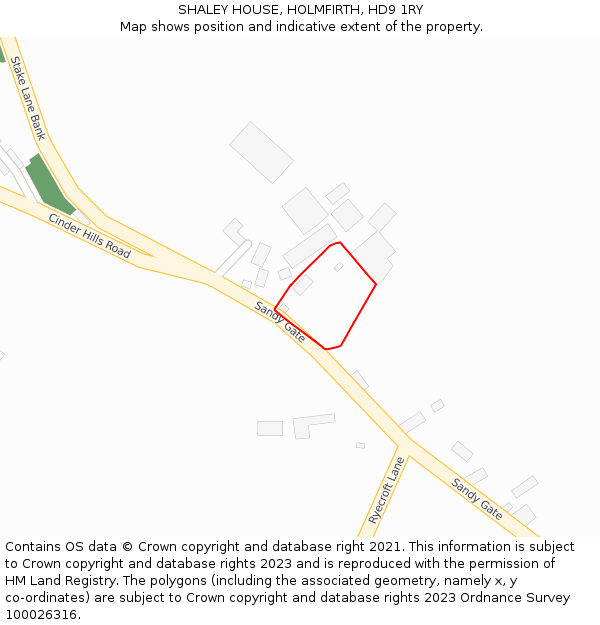 SHALEY HOUSE, HOLMFIRTH, HD9 1RY: Location map and indicative extent of plot
