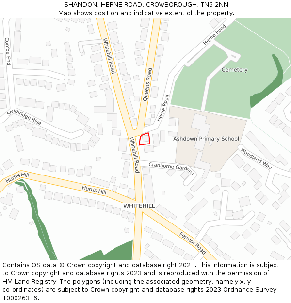 SHANDON, HERNE ROAD, CROWBOROUGH, TN6 2NN: Location map and indicative extent of plot