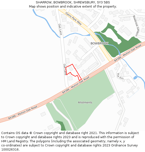 SHARROW, BOWBROOK, SHREWSBURY, SY3 5BS: Location map and indicative extent of plot