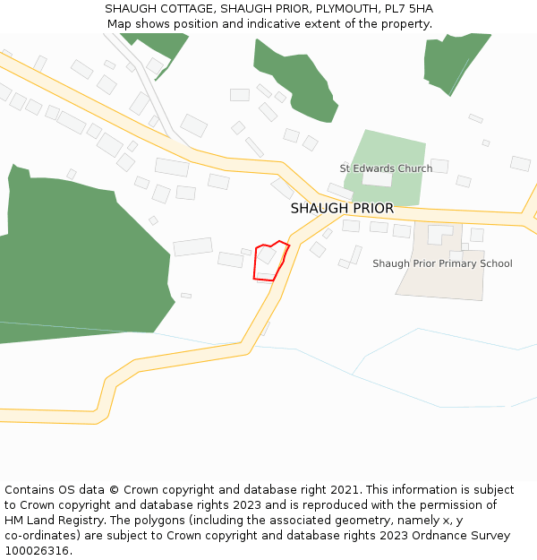 SHAUGH COTTAGE, SHAUGH PRIOR, PLYMOUTH, PL7 5HA: Location map and indicative extent of plot