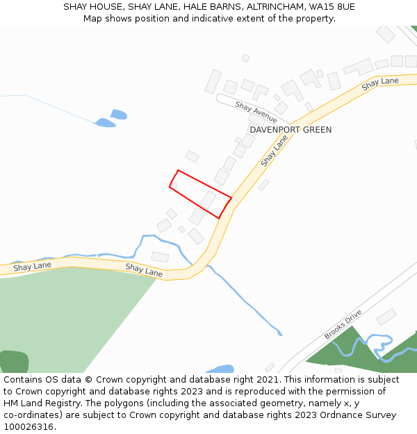 SHAY HOUSE, SHAY LANE, HALE BARNS, ALTRINCHAM, WA15 8UE: Location map and indicative extent of plot