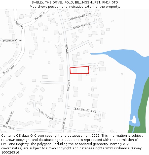SHELLY, THE DRIVE, IFOLD, BILLINGSHURST, RH14 0TD: Location map and indicative extent of plot