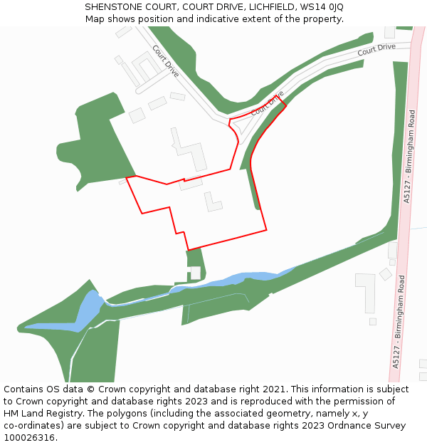 SHENSTONE COURT, COURT DRIVE, LICHFIELD, WS14 0JQ: Location map and indicative extent of plot