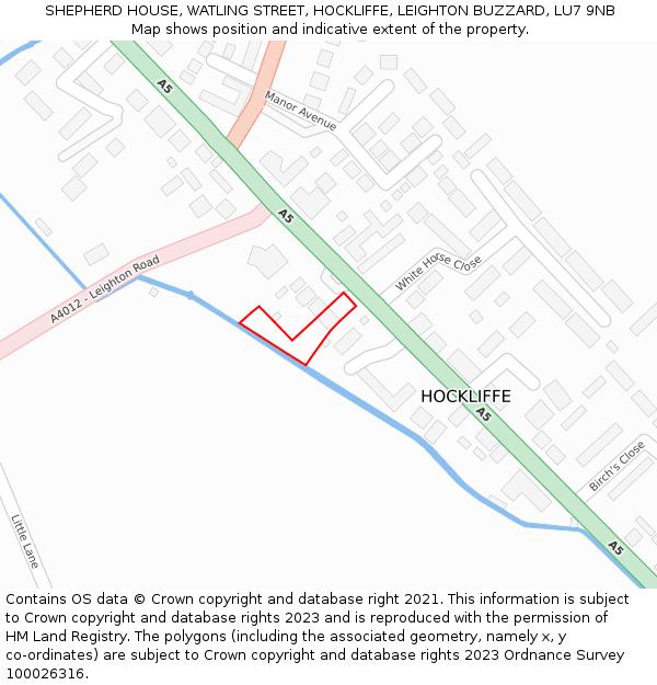 SHEPHERD HOUSE, WATLING STREET, HOCKLIFFE, LEIGHTON BUZZARD, LU7 9NB: Location map and indicative extent of plot