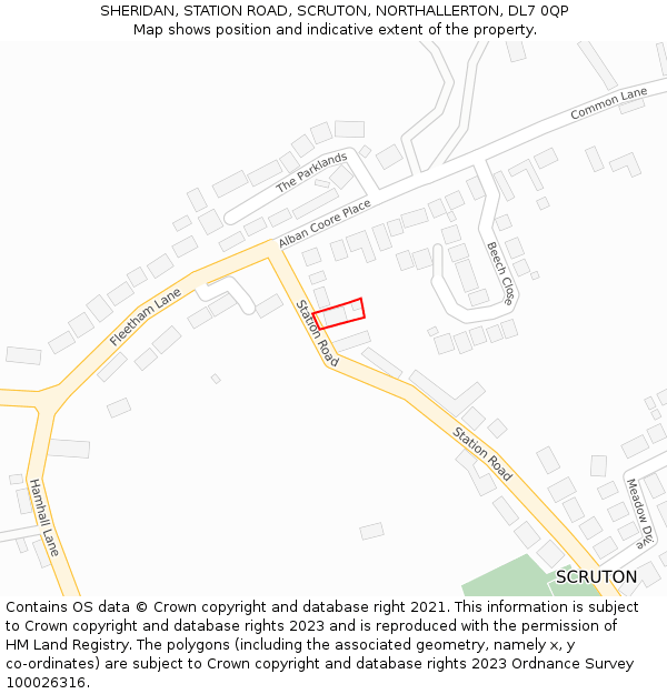 SHERIDAN, STATION ROAD, SCRUTON, NORTHALLERTON, DL7 0QP: Location map and indicative extent of plot