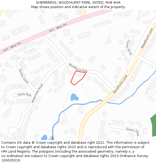 SHERRARDS, WOODHURST PARK, OXTED, RH8 9HA: Location map and indicative extent of plot