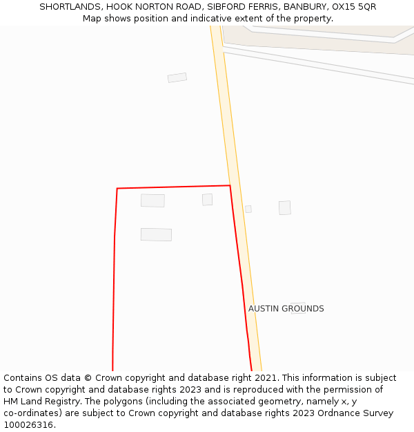 SHORTLANDS, HOOK NORTON ROAD, SIBFORD FERRIS, BANBURY, OX15 5QR: Location map and indicative extent of plot