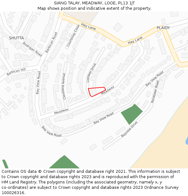 SIANG TALAY, MEADWAY, LOOE, PL13 1JT: Location map and indicative extent of plot