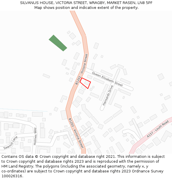 SILVANUS HOUSE, VICTORIA STREET, WRAGBY, MARKET RASEN, LN8 5PF: Location map and indicative extent of plot