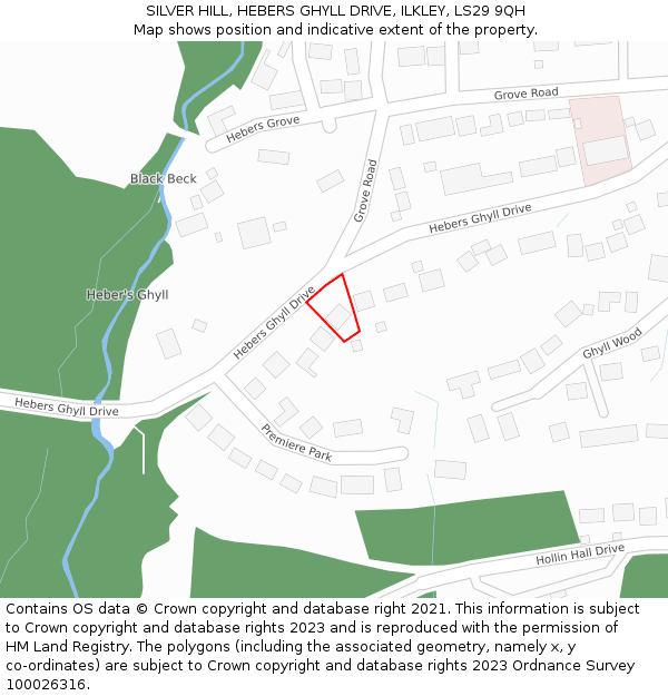 SILVER HILL, HEBERS GHYLL DRIVE, ILKLEY, LS29 9QH: Location map and indicative extent of plot