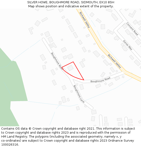 SILVER HOWE, BOUGHMORE ROAD, SIDMOUTH, EX10 8SH: Location map and indicative extent of plot