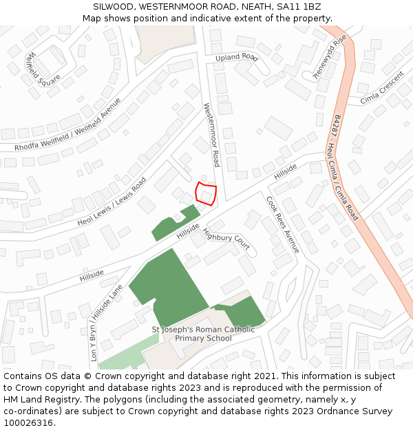 SILWOOD, WESTERNMOOR ROAD, NEATH, SA11 1BZ: Location map and indicative extent of plot