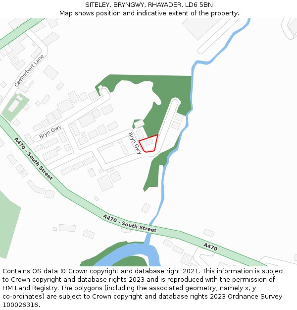 SITELEY, BRYNGWY, RHAYADER, LD6 5BN: Location map and indicative extent of plot