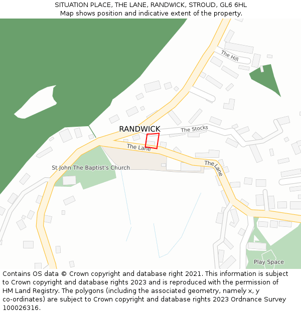 SITUATION PLACE, THE LANE, RANDWICK, STROUD, GL6 6HL: Location map and indicative extent of plot