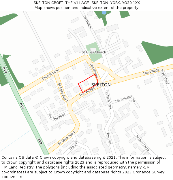 SKELTON CROFT, THE VILLAGE, SKELTON, YORK, YO30 1XX: Location map and indicative extent of plot