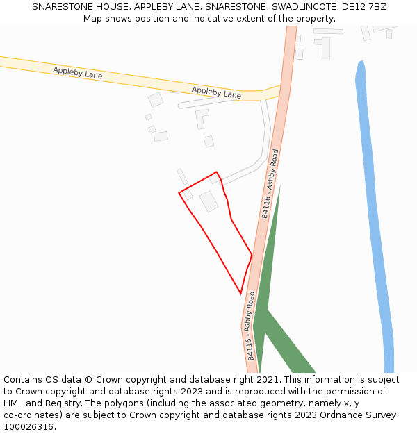 SNARESTONE HOUSE, APPLEBY LANE, SNARESTONE, SWADLINCOTE, DE12 7BZ: Location map and indicative extent of plot