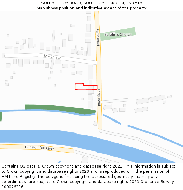 SOLEA, FERRY ROAD, SOUTHREY, LINCOLN, LN3 5TA: Location map and indicative extent of plot