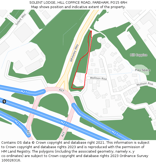 SOLENT LODGE, HILL COPPICE ROAD, FAREHAM, PO15 6RH: Location map and indicative extent of plot