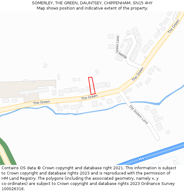 SOMERLEY, THE GREEN, DAUNTSEY, CHIPPENHAM, SN15 4HY: Location map and indicative extent of plot