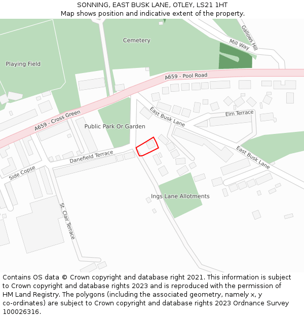 SONNING, EAST BUSK LANE, OTLEY, LS21 1HT: Location map and indicative extent of plot