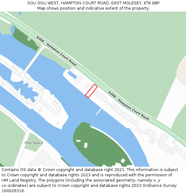 SOU SOU WEST, HAMPTON COURT ROAD, EAST MOLESEY, KT8 9BP: Location map and indicative extent of plot