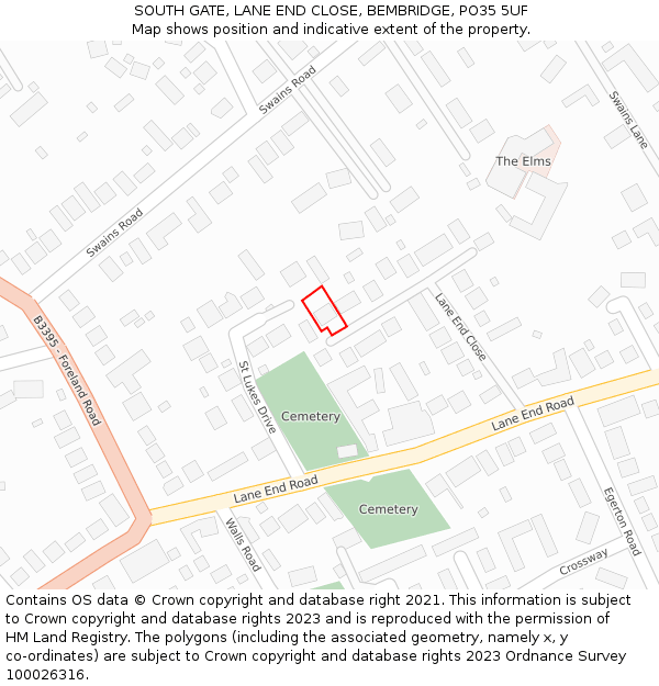 SOUTH GATE, LANE END CLOSE, BEMBRIDGE, PO35 5UF: Location map and indicative extent of plot