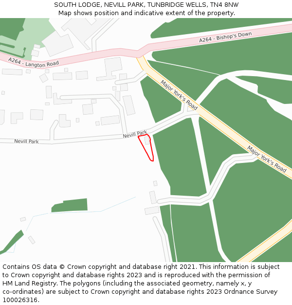 SOUTH LODGE, NEVILL PARK, TUNBRIDGE WELLS, TN4 8NW: Location map and indicative extent of plot