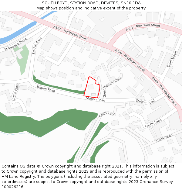 SOUTH ROYD, STATION ROAD, DEVIZES, SN10 1DA: Location map and indicative extent of plot
