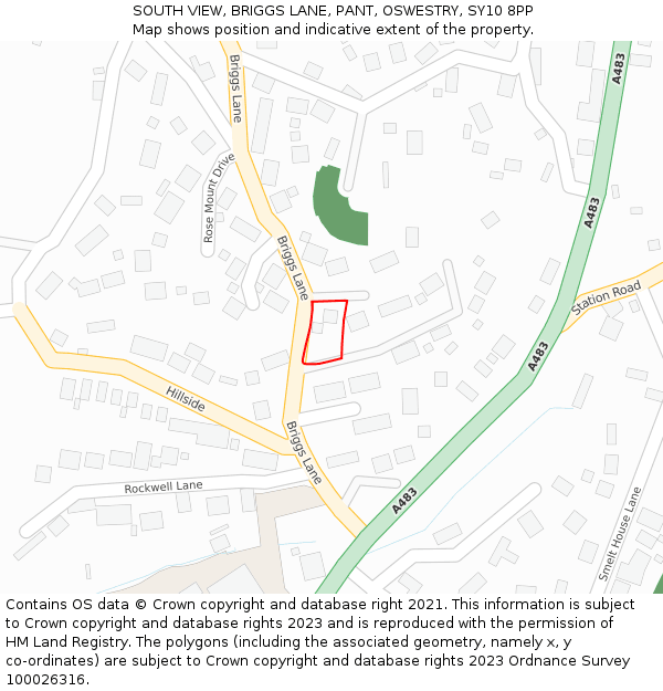 SOUTH VIEW, BRIGGS LANE, PANT, OSWESTRY, SY10 8PP: Location map and indicative extent of plot
