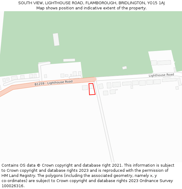 SOUTH VIEW, LIGHTHOUSE ROAD, FLAMBOROUGH, BRIDLINGTON, YO15 1AJ: Location map and indicative extent of plot