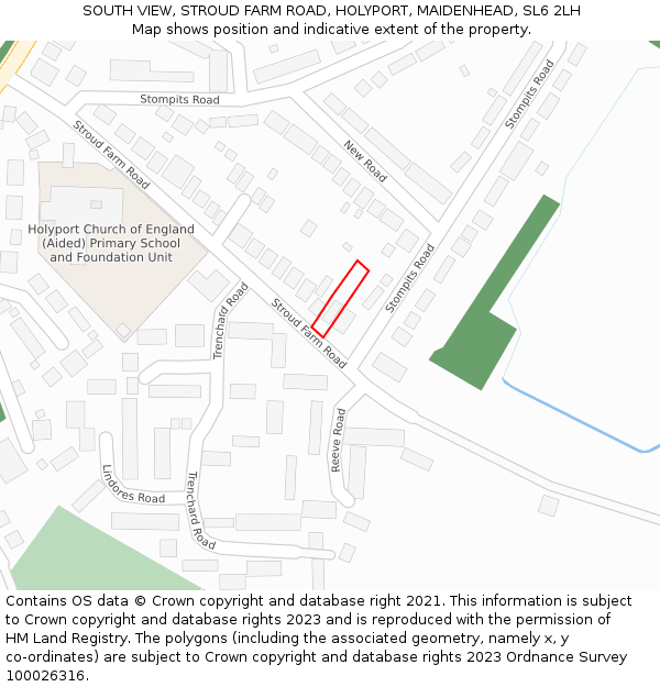 SOUTH VIEW, STROUD FARM ROAD, HOLYPORT, MAIDENHEAD, SL6 2LH: Location map and indicative extent of plot