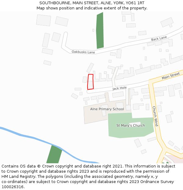 SOUTHBOURNE, MAIN STREET, ALNE, YORK, YO61 1RT: Location map and indicative extent of plot