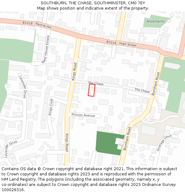 SOUTHBURN, THE CHASE, SOUTHMINSTER, CM0 7EY: Location map and indicative extent of plot