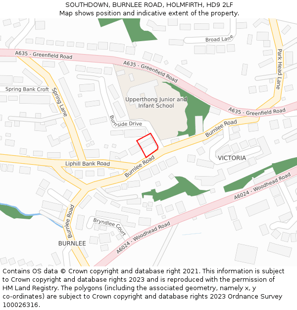 SOUTHDOWN, BURNLEE ROAD, HOLMFIRTH, HD9 2LF: Location map and indicative extent of plot