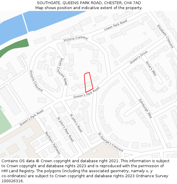SOUTHGATE, QUEENS PARK ROAD, CHESTER, CH4 7AD: Location map and indicative extent of plot
