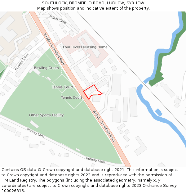 SOUTHLOCK, BROMFIELD ROAD, LUDLOW, SY8 1DW: Location map and indicative extent of plot