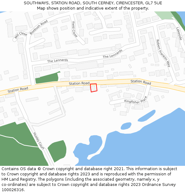 SOUTHWAYS, STATION ROAD, SOUTH CERNEY, CIRENCESTER, GL7 5UE: Location map and indicative extent of plot
