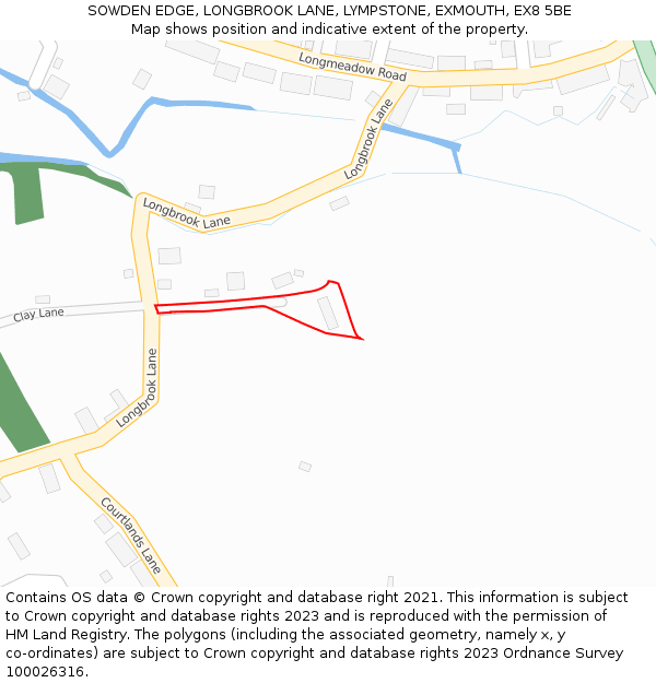 SOWDEN EDGE, LONGBROOK LANE, LYMPSTONE, EXMOUTH, EX8 5BE: Location map and indicative extent of plot