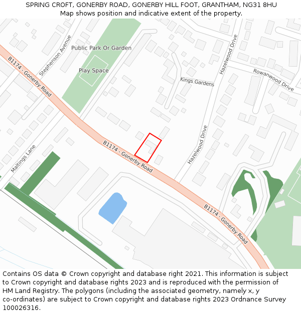 SPRING CROFT, GONERBY ROAD, GONERBY HILL FOOT, GRANTHAM, NG31 8HU: Location map and indicative extent of plot