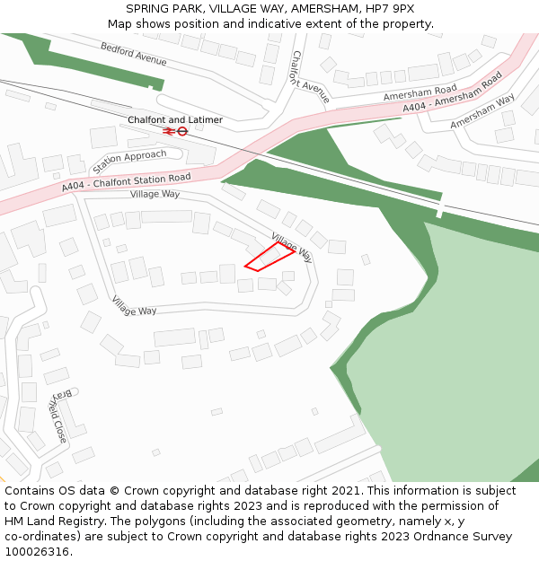 SPRING PARK, VILLAGE WAY, AMERSHAM, HP7 9PX: Location map and indicative extent of plot