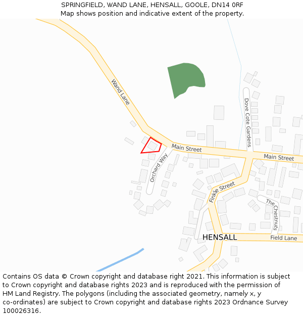 SPRINGFIELD, WAND LANE, HENSALL, GOOLE, DN14 0RF: Location map and indicative extent of plot